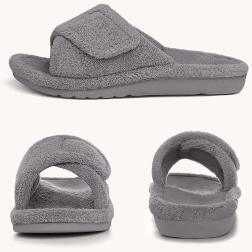 Image of shevalues Orthopedic Slippers for Women with Arch Support Adjustable Open Toe House Shoes for Plantar Fasciitis