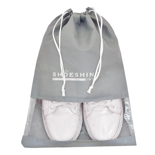 Shoeshine Large Travel Shoe Bags - 48 Pcs with Clear Window, Non-Woven Drawstring, 12