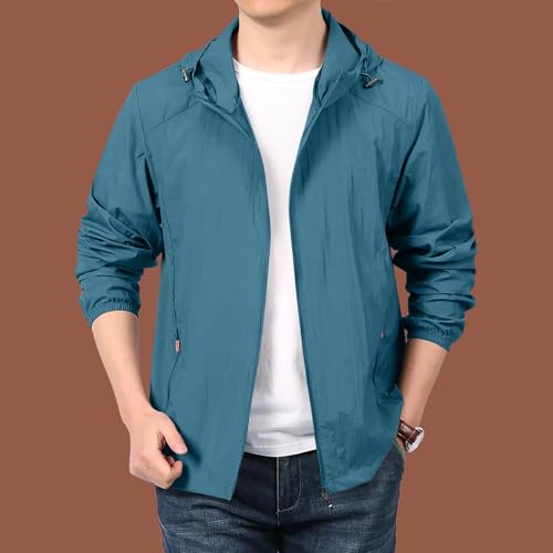 Rain Jacket Men with Hood Lightweight Packable Windbreaker Jackets Zipper Long Sleeve Hiking Waterproof Coats2