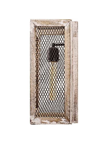 Image of Homelighting Fancy Glass Light Wall lamp with Metal Fitting and All Fixture WhiteWhiteWood Jali WL