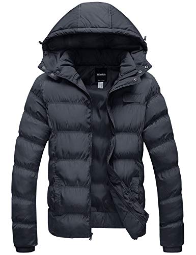Wantdo Men's Winter Jacket Warm Puffer Coat Ourdoor Windbreaker Dark Gray Medium