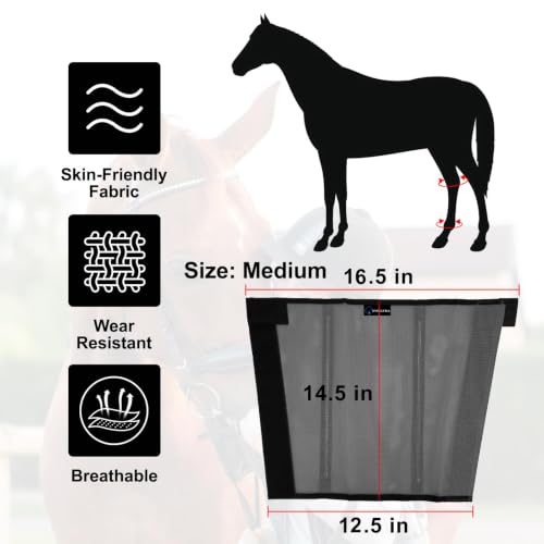 Image of FOXLVDA Pony Fly Boots (Donkey /Mini Horse), Set of 4 - Loose Fitting Design, Breathable, Adjustable & UV Protective with Support Bars for Reduce Stomping & Leg Fatigue, 13hh-14.2hh (Dark Gray, Medium)
