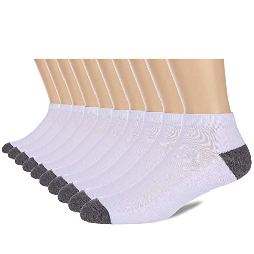 Coovan 10 Pairs Mens Cushion, 10 Pack-White, Size Fits Men Sock 10-13 / Shoe 6-1