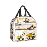 Construction toy truck excavator Toddler Lunch Box Insulated Lunch Box Bag Cooler Reusable Tote Bag...