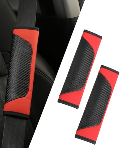 Xibao Copri Cintura di Sicurezza Auto,Protezione Cintura di Sicurezza Auto,Copri Cintura Di Sicurezza Autos Per Bambini E Adulti,Adatto per Auto,Camion,SUV,Camper e Veicoli Commerciali (Rosso)