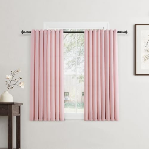 Jowels Pink Linen Grommet Curtains 40 Inch Length 2 Panels for Living Room