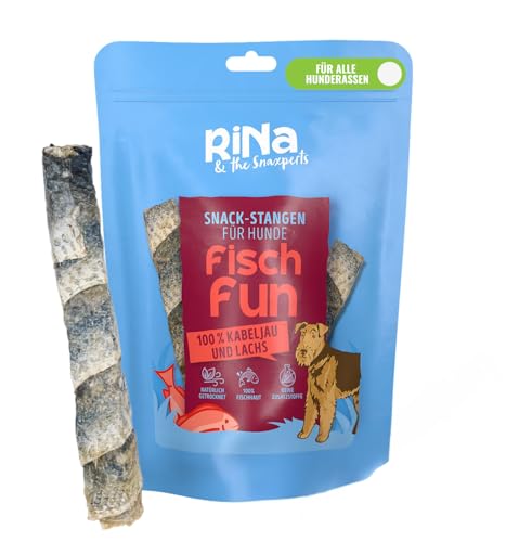 RiNa`s 100% Kabeljau & Lachs - Natürliche Hundeleckerli aus Fisch - 80g Stange