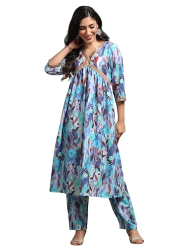 Image of DHRUVI TRENDZ Cotton Blend Kurta Set For Women | Kurta Set | Kurta Set For Women | Festive Kurta Set For Women | Regular Fit Kurta Set For Women