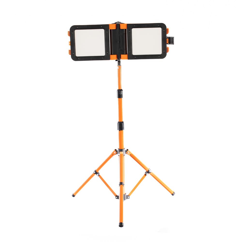 Vaunt White 30W Rechargeable Led Folding Work Light With Tripod, 3000 Lumens, Cordless Adjustable Dual Site Floodlight, Camping Lights Outdoor Security Light For Yard, Emergency, Fishing, Hiking