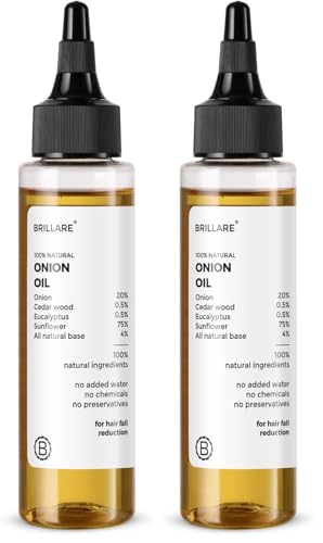 Image of Brillare 20% Onion Hair Oil for Hair Fall Reduction with Goodness of Cedar Wood & Sunflower | Visible Hair Fall Reduction in 15 Days (Pack of 2)