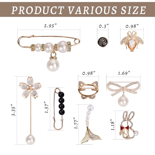 Gold Pearl Safety Pin Charms Set - 80pcs Bling Jewelry Accessories - Image 2