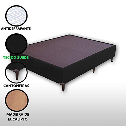 Colchão Magnético Massageador Casal + Base Box + Cabeceira Duquesa Completo (Preto Cabeceira Preta)
