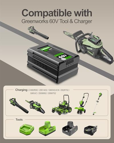 Image of 【Upgraded High Capacity】 5.0Ah Replacement for Greenworks 60v Battery, for Greenworks Pro 60V Battery LB60A02 LB60A03 LB602 LB6025 Compatible with Green Works 60V Cordless Power Tool
