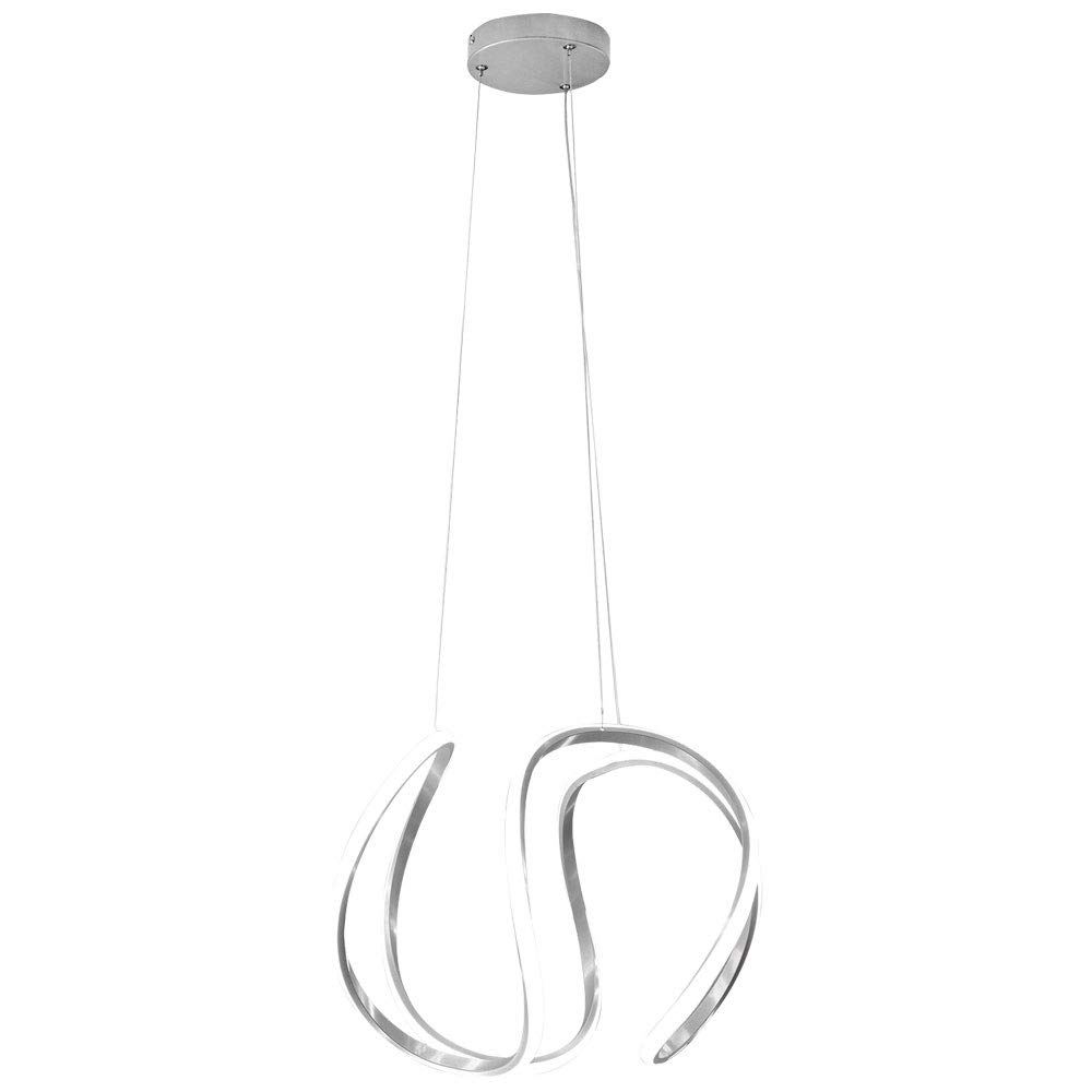 LED-Hängeleuchte geschwungen, dimmbar, Metall grau/weiß, 45 × 44 × 150 cm