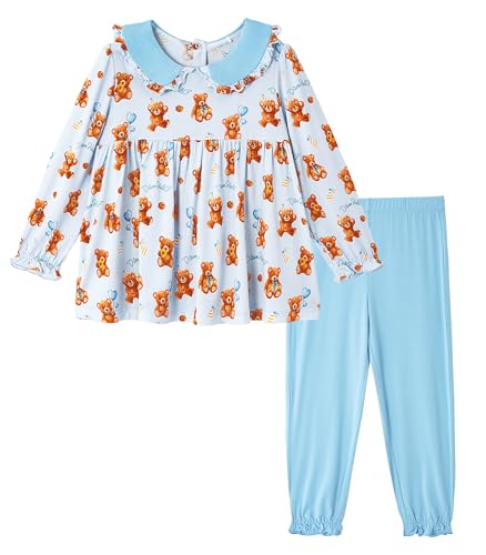 Image of Toddler Girls' Clothes-Viscose from Bamboo, Long Sleeve Ruffle Top with Pant Sets for Kids 2Pcs Fall Outfits 2T-6Y
