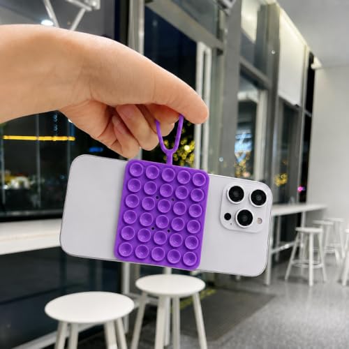 Image of DIZORO Double Sided Suction Phone Sticker,Silicone Grip Suction Phone Case Sticker,Sticky Phone Mount, Reusable Anti-Slip Strong Suction Grip Holder for Selfies & Videos(Pack of 1)(Purple)
