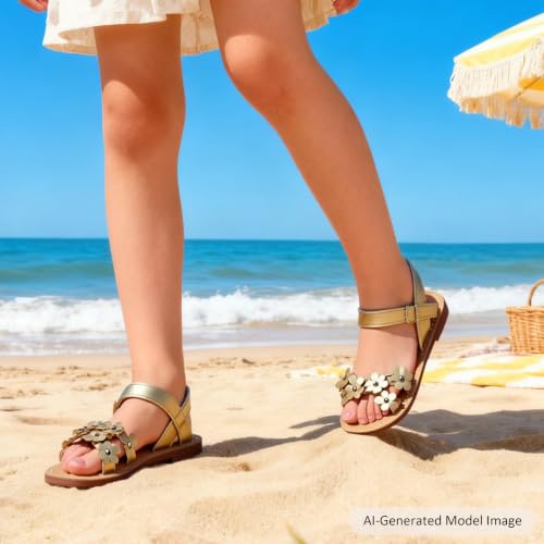 Image of Felix & Flora Toddler Girl Sandals -Flower Girl Dress Shoes Open Toe Little Kid Flats