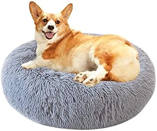 ToKinCen Plush Donut Dog Bed, Plush Square Pet Nest, Sleeping Nest Dog Kennel Cat Kennel Pet Supplies Dog Mat Pet Mattress (M, Dark Grey)