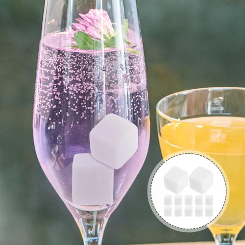 BEBEMOKO 12 Stück Eiscreme-Whisky-Stein-Eiswürfel, Kühl-Pellets, praktische Eiswürfel, Stein, wiederverwendbar, Weinsteine, praktische Weinsteine, Whiskey-Steine, Weinwürfel, Marmor, Weiß