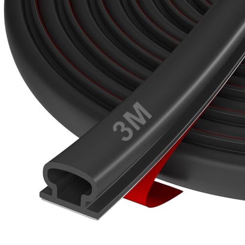 Hzetuu Guarnizione Adesiva per Finestre e Porte - Isolamento Termico e Acustico, Anti-Spifferi, Facile Applicazione, Resistente agli Agenti Atmosferici, Ideale per Casa e Ufficio, nero, 3 Metri