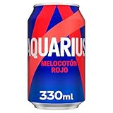 AQUARIUS Melocotón Rojo, Bebida Hidratante con Sales Minerales, Baja en Calorías - Lata 330ml
