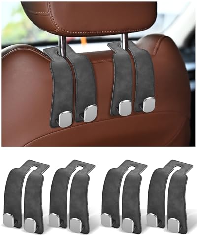 Image of 4 Pack Car Seat Back Storage Hook for Headrest, Grey