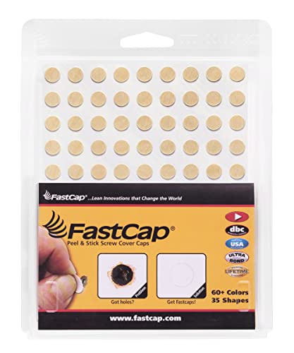 Image of FastCap 3 /8 inch (9mm) Screw Hole Covers. Made from Prefinished Real Wood with UltraBond PSA super thin adhesive. Made in USA. White Birch color. (90 Round Stickers on each sheet - Retail Pack of 5 Sheet)