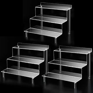 Acrylic Risers for Display, Perfume Organizer Acrylic Shelf Riser Display Shelf for Funko POP Display Cologne Organizer Makeup Nail Polish, Clear Display Stands Tiered RiserS for Collectibles (3 Pack)