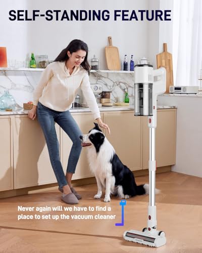 Image of Cordless Vacuum Cleaner, 550W /45KPa Stick Vacuum with Up to 60 Mins Runtime, Detachable Battery, Lightweight 2-in-1 Handheld Vacuum for Pet Hair, Hardwood Floors, Carpet, Stairs & Car