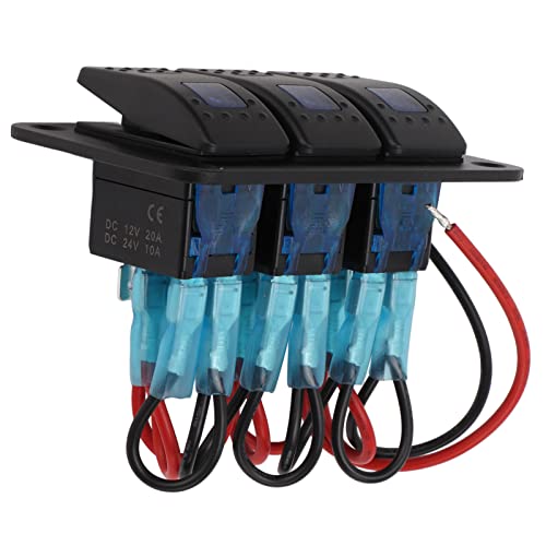 Panel de interruptor basculante de 3 bandas negro para barcos y todoterrenos 2