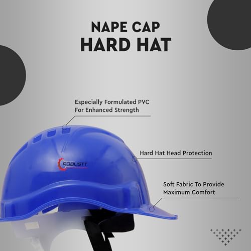 Image of Robustt Safety Helmet - Blue (Pack of 2) | Adjustable Headband | Heavy Duty Material | As Per ISI Safety Standard | Non Irritant and Soft Fabric | Lightweight and Durable