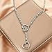 KOFISNI Heart O-ring Slip Chain Necklace For Women Punk Rock Stainless Steel Cuban Long Handmade Necklace Jewelry Gifts Adjustable Lariat Y-Necklace Heart Locker With Key (Silver)