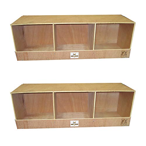 Rugged Ranch 2-Pack TRIPLEX RuggEgg Barn Wooden Chicken Nesting Boxes, Natural Brown - 36" x 12" x 12" Units, Triple Compartments, Easy Assembly, Fits Up to 6 Hens