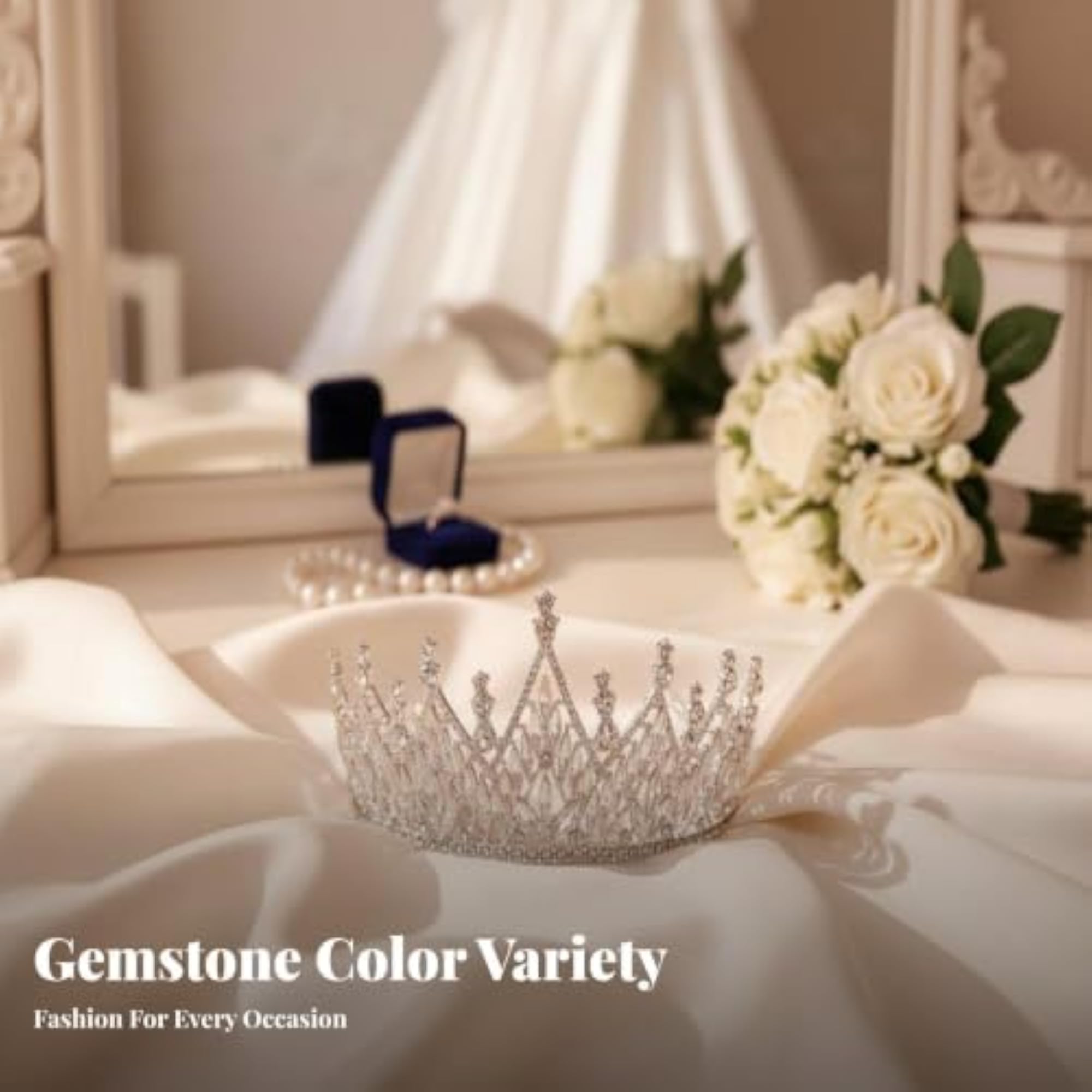 Elegant Rhinestone Crown Bridal Tiara with Marquise Cut Crystals