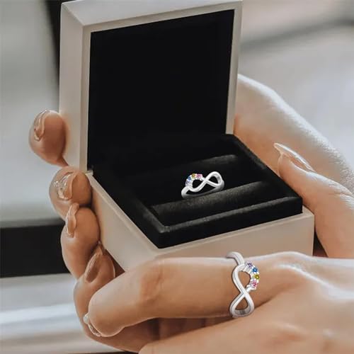 BAUMA AUTO Personalized Mother Ring with 1-9 Birthstones Custom Engraving Infinity Ring for Women Family Promise Ring for Mom Grandma Christmas Gifts for Her4