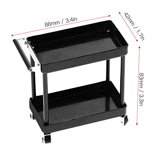 HAOX Werkzeugwagen, kompatibel Langlebige Leistung Zuverlässiges und praktisches Werkzeugwagenregal mit Rädern für Werkstatt Garage für RC-Zubehör(Schwarz)