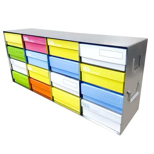 CryoKing Stainless Steels 16-Well (4x4) Freezer Rack, Dimensions About 22.05 * 5.51 * 9.25 in, Frame Type for Cryogenic Box Storage and Organization, Storage Boxes Sold Seperately, 1 Piece/Case