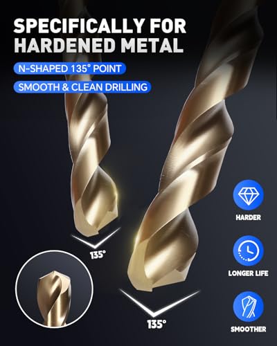 image for COMOWARE Cobalt Drill Bit Set- 29Pcs M35 High Speed Steel Twist Jobber