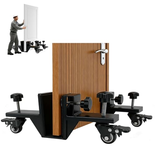 Paquete de 2 carros de puerta con ruedas rodantes, carrito elevador de puerta ajustable resistente, herramientas de instalación de puerta, capacidad de carga de 80 kg, se adapta a paneles de puerta de