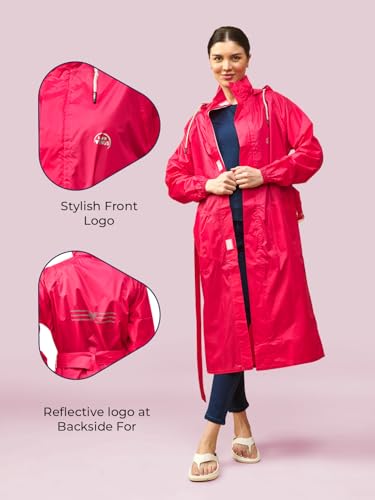 Image of LUX VENUS Solid Long Raincoat for Women
