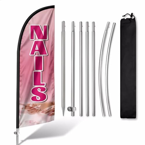 Drapeau à ongles kit mât alliage aluminium piquet acier pour salon