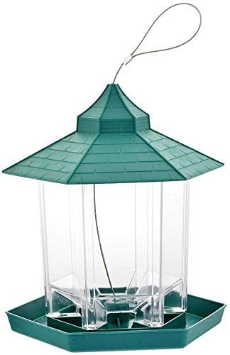 Bird feeder Outdoor Hanging Wild Bird Seed Feeder w/6 Feeding Ports Premium Hard Plastic for Mix Seed Metal Feeder