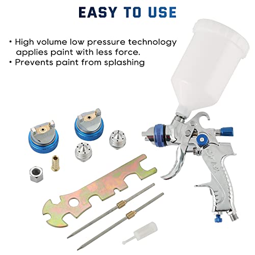 Atpeam Hvlp Gravity Feed Air Spray Gun With 3 Nozzles 1.4/1.7/2Mm Nozzle Size 600Cc | Spray Paint Gun Professional Kits For Car Primer, Surface Painting, Topcoat #TOP4