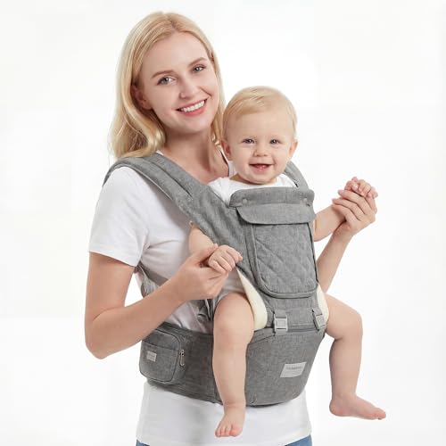 Image of TALENBEEN Baby Carrier, 6-in-1 Newborn to Toddler, Carrier with Hip Seat Lumbar Support 7-41 lbs, Adjustable Baby Holder Carrier for All Seasons & Positions
