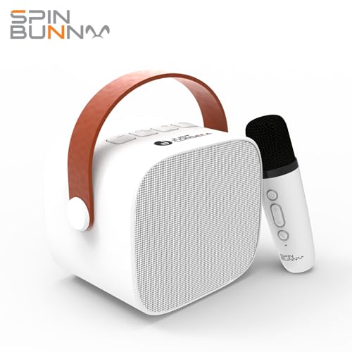 Image of Just Corseca Spin Bunny Karaoke Portable Speaker | with Wireless Mic | 2 * 5W Speakers | Rich and Full-Bodied Sound | Bluetooth connectivity, TF Card Support, and Aux Support (White)