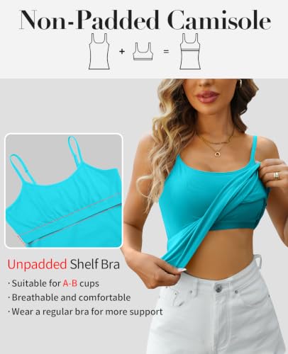 Image of V FOR CITY Unpadded Tank Top for Women with Shelf Bra Cotton Camis 3 Pack