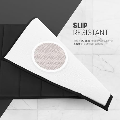 KEPLIN Memory Foam Bath Mat - Ultra-Soft, Highly Absorbent, Non-Slip, Machine Washable - Luxurious Comfort for Home & Bathroom Floors (Black 40 x 60cm) - Image 4