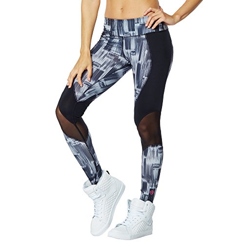 Women's Athletic Fashion Print Legging with Breathable Mesh Panels