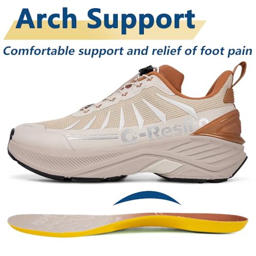 Men's Max Cushioned Quick Laces Hiking Walking Shoes with Arch Support Plantar Fasciitis Pain Relief Breathable Outdoor Trailing Running Sneakers Non Slip Trekking Camping Shoes2
