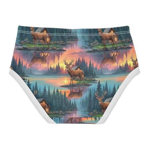 Cartoon Deers Lakes Sunset Toddlers Underwear Floral 2t Cotton Little Girl Panties Personalized Underpants Briefs2
